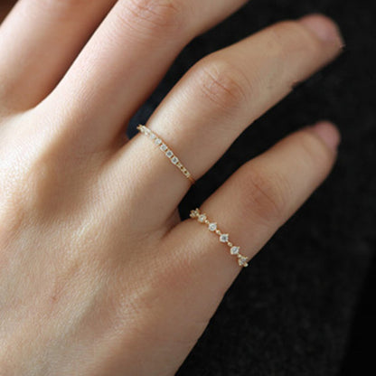 S925 Silver Ring with 14K Gold and Zirconia Stones