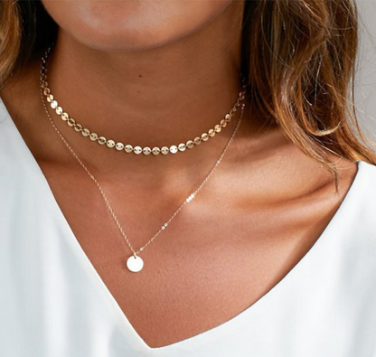 Minimalist Alloy Multi-Layer Necklace with Pendant