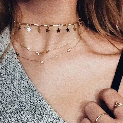 Minimalist Star Pendant Choker Necklace for Women