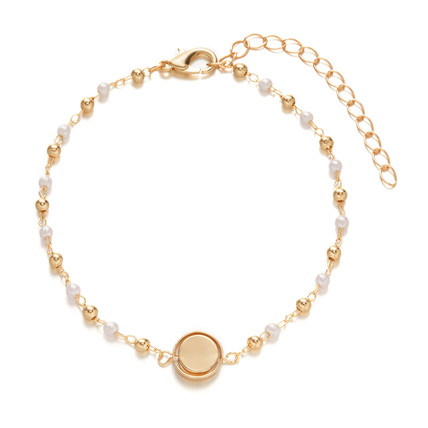 Women's Pearl Bead and Crystal Chain Bracelet