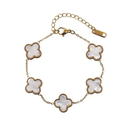 High-End Four Leaf Clover Bracelet in Titanium Steel