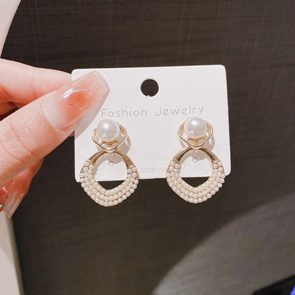 S925 Silver Needle Pearl Earrings - Vintage Korean Style