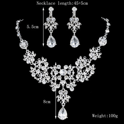 Beautiful Bride Necklace and Earring Set with Crown