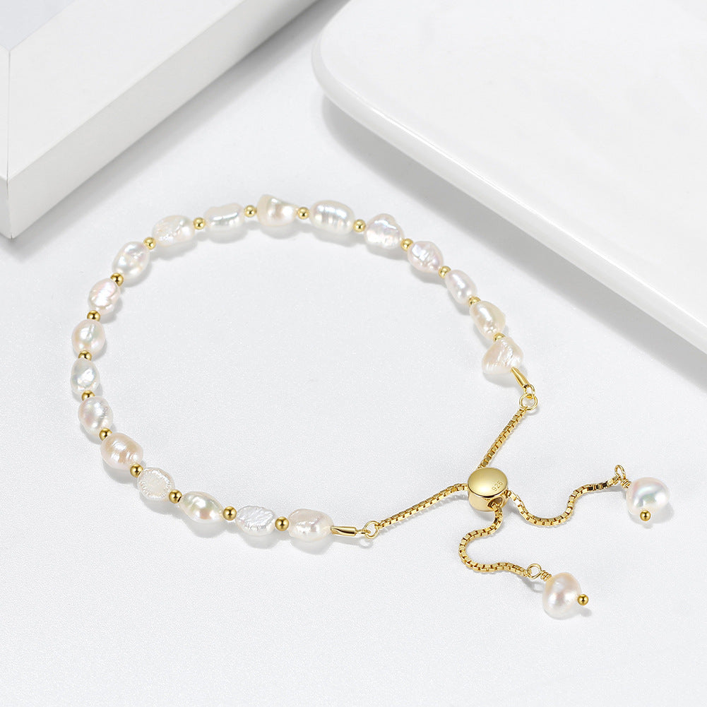 S925 Sterling Silver Natural Freshwater Pearl Bracelet