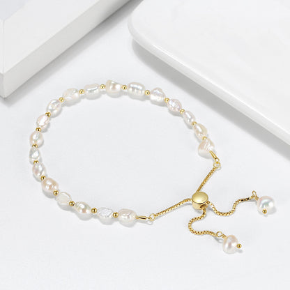 S925 Sterling Silver Natural Freshwater Pearl Bracelet