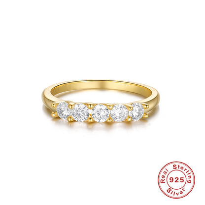 S925 Silver Classic Single Row Diamond Fashion Ring