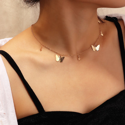 C207 Star Sequin Butterfly Necklace - Romantic Style