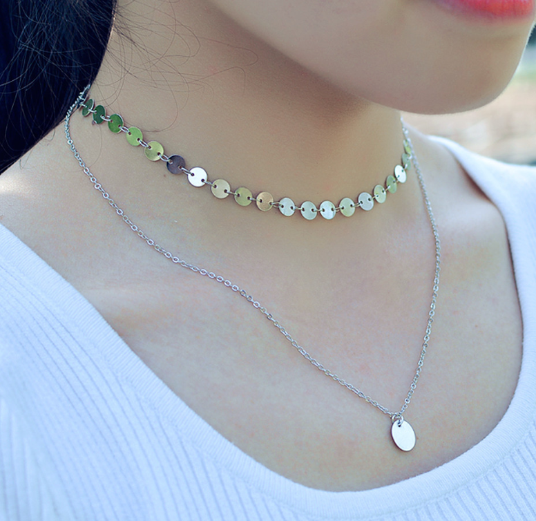 Minimalist Alloy Multi-Layer Necklace with Pendant