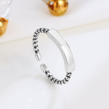 S925 Silver Vintage Twist Flower Open Ring for Women