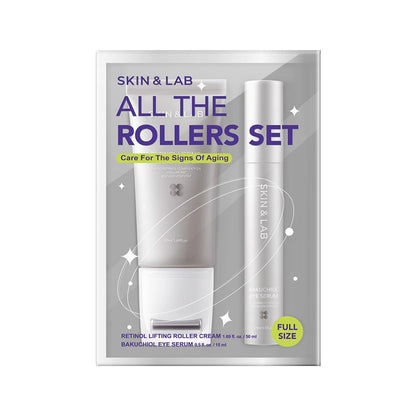 [SKIN&LAB] Anti-aging Rollers Duo Set includes Bakuchiol Eye and Retinol Lifting Roller Korean Vegan Skincare Gift Set Gift for women Christmas skincare gift set