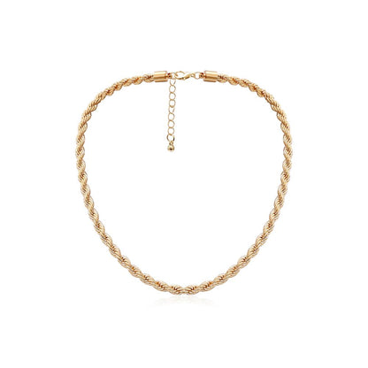 Simple Layered Twisted Chain Necklace for Women