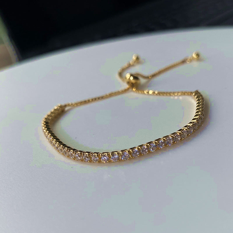 S925 Silver Adjustable Tennis Bracelet with Zirconia