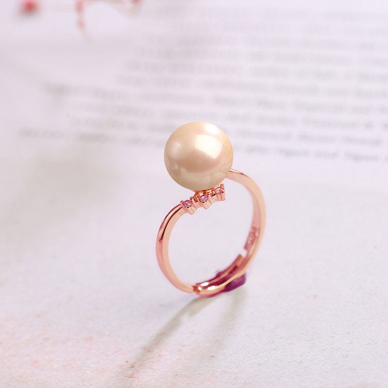 S925 Silver Adjustable Pearl Ring for Women