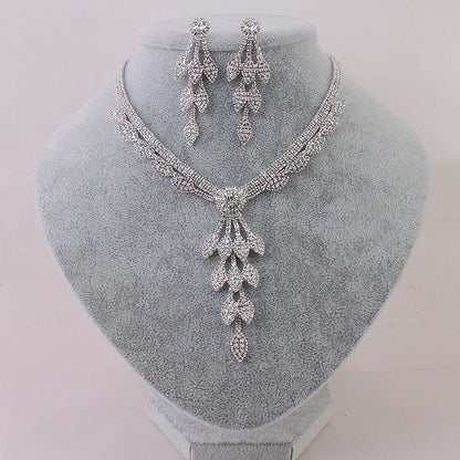 Bride Jewelry Set: Rhinestone Necklace & Earrings