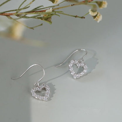 Sweet Heart Shaped S925 Silver Earrings for Girls