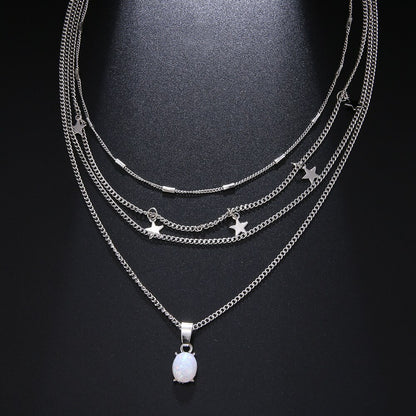 Bohemian Layered Star Pendant Necklace for Women