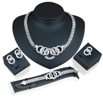 Vintage Gold Jewelry Set: Necklace, Earrings, Bracelet, Ring