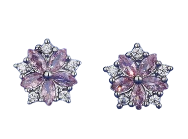 Korean Cherry Blossom Stud Earrings with S925 Silver