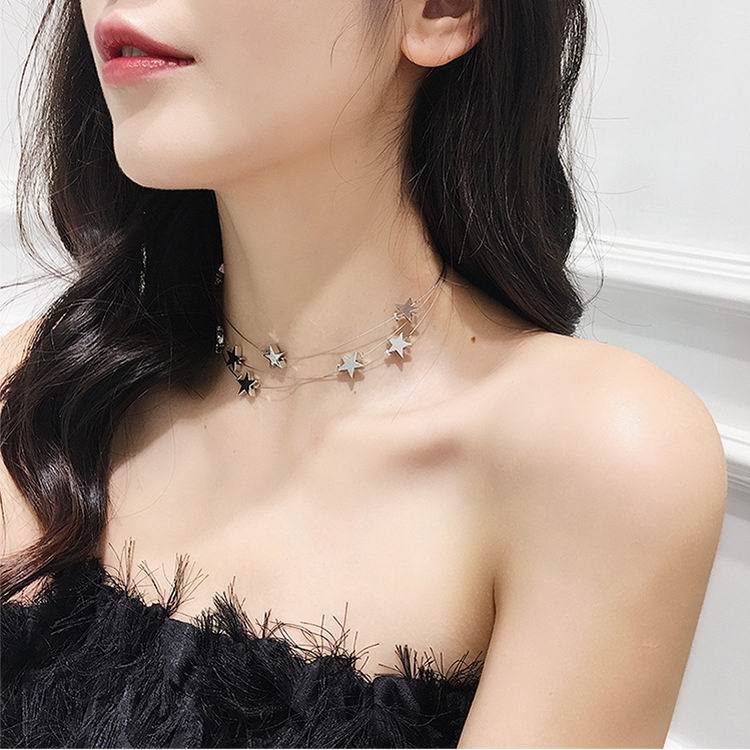Multi-Layer Star Pendant Choker Necklace for Women