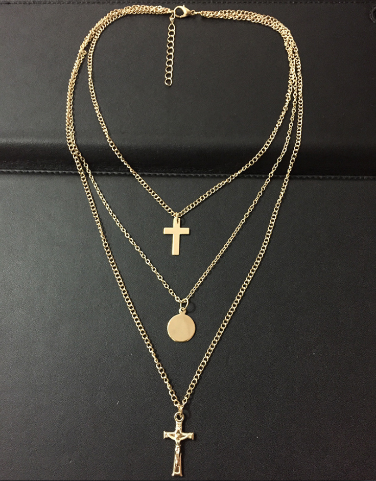 Layered Cross Pendant Necklace