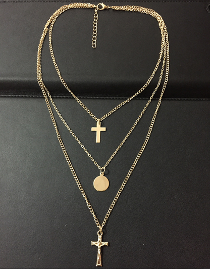 Layered Cross Pendant Necklace