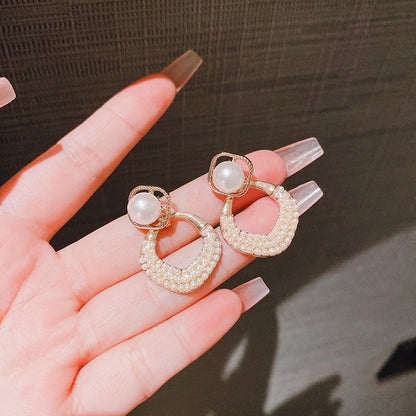 S925 Silver Needle Pearl Earrings - Vintage Korean Style