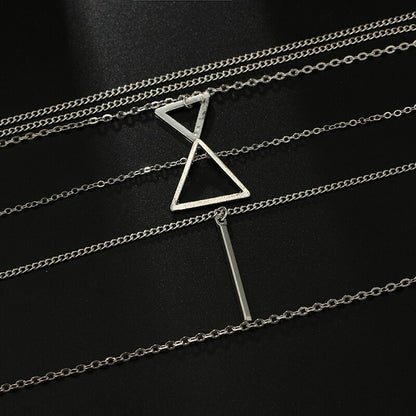 Bohemian Style Triangle Pendant Layered Necklace Set