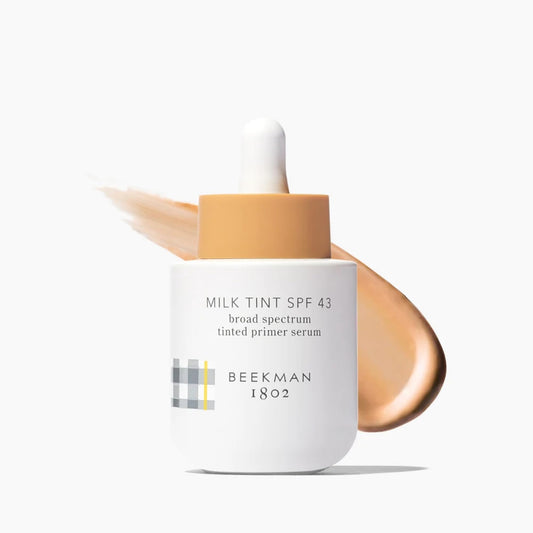 Beekman 1802 Milk Tint Face Primer with SPF 43 Tan - Oxybenzone Free - 1 oz - Tinted Mineral SPF Makeup Primer & Moisturizer - Blends Seamlessly - Good for Sensitive Skin - Cruelty Free
