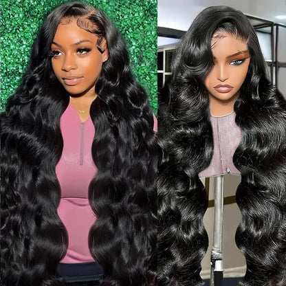 Body Wave Lace Front Wigs Human Hair 26 inch 180% Density 13x4 HD Transparent Lace Frontal Wigs Human Hair Pre Plucked With Baby Hair Human Hair Lace Front Wigs Body Wave Glueless Wig Natural Color