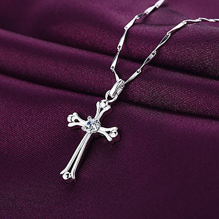 Fashionable Women's Necklace with Bold Cross Pendant