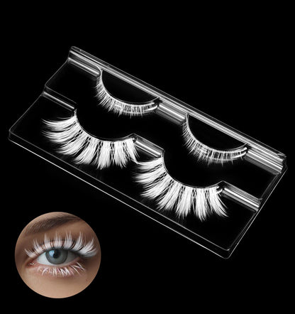 White Eyelashes Christmas White False Eyelashes White Fake Eyelashes White Anime Eyelashes Cosplay Manga Lashes Japanese Style Makeup Lashes Extensions Tools for Christmas Party Stage
