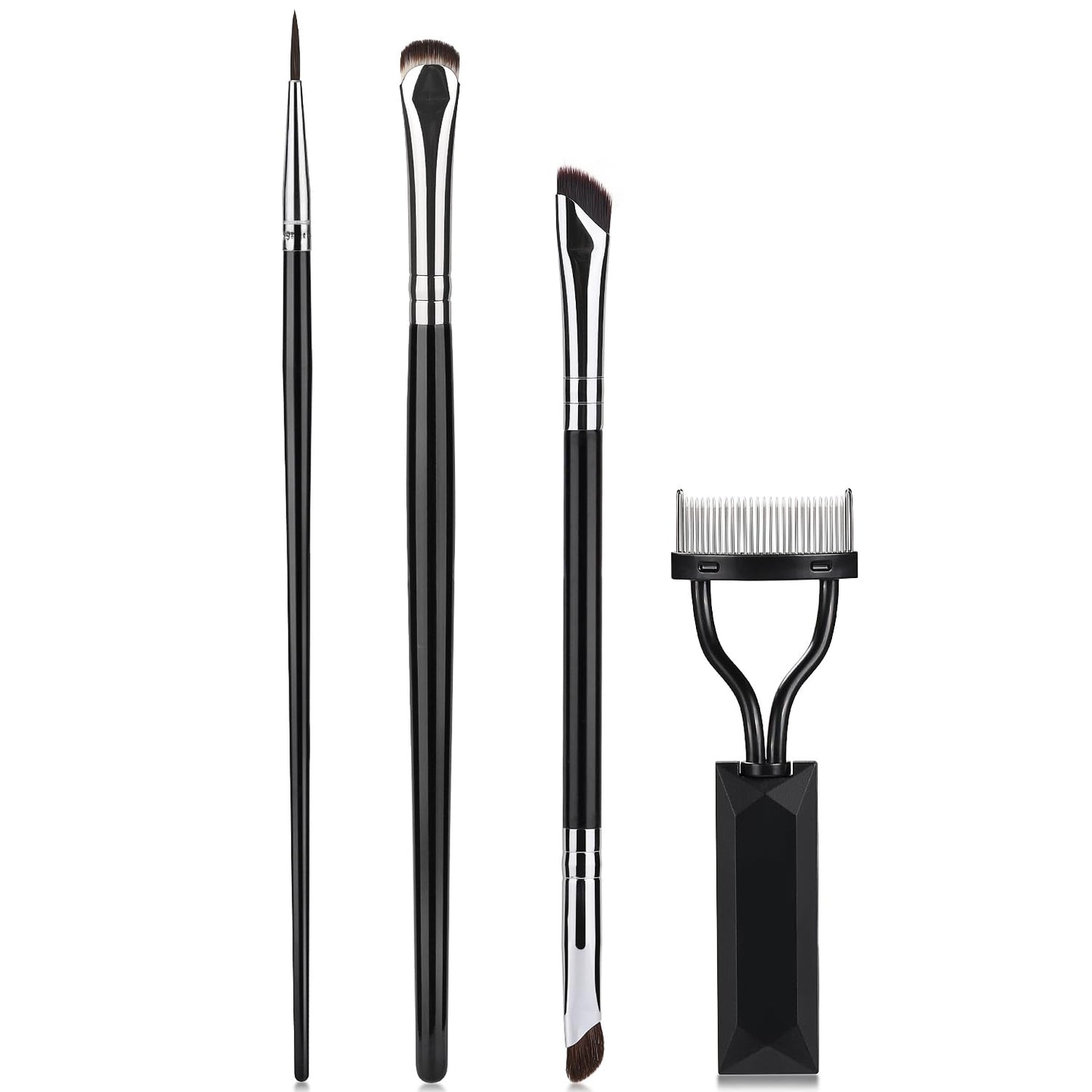 4 Pieces Eyelash Comb Separator Crescent Eyeliner Brush Fine Angled Eyeliner Brush Eyebrow Brush Ultra Thin Liner Brush Eye Makeup Tool
