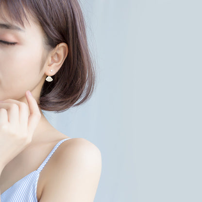 S925 Silver Korean Style Pearl Fan Earrings for Women