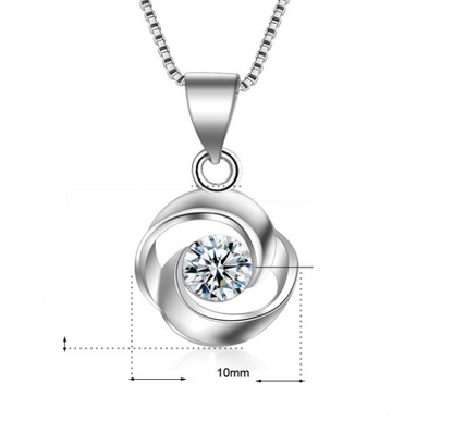 Rose Pendant Necklace with S925 Silver and Zirconia