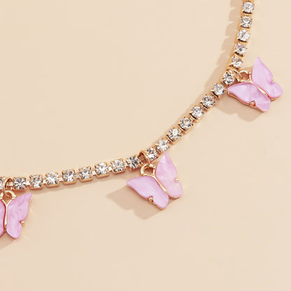 Acrylic Butterfly Necklace with Vintage Style Design