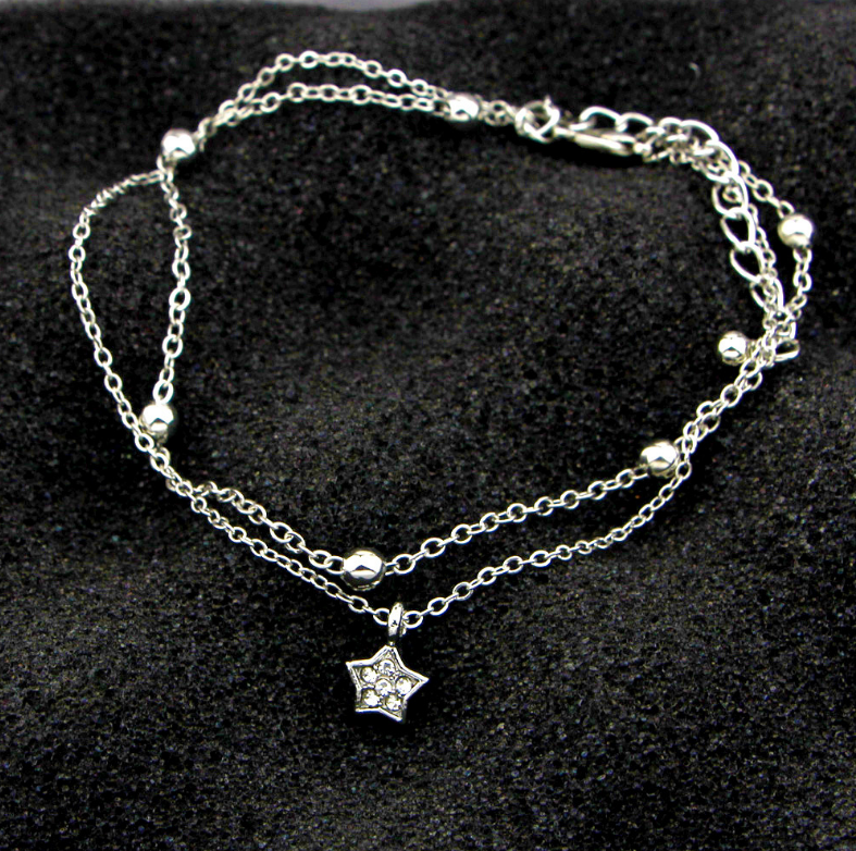Cute Heart Double Layer Anklet with Star Charm