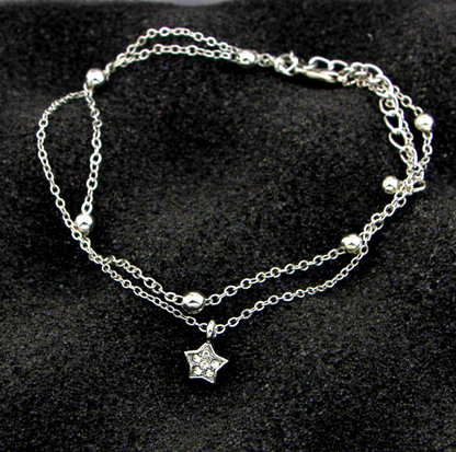 Cute Heart Double Layer Anklet with Star Charm