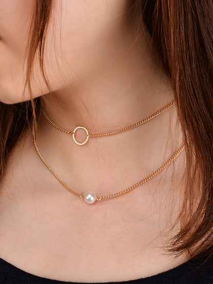 Fashionable Minimalist Multi-Layer Pearl Necklace Set