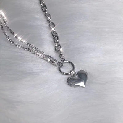Vintage Punk Heart Pendant Necklace with Chain