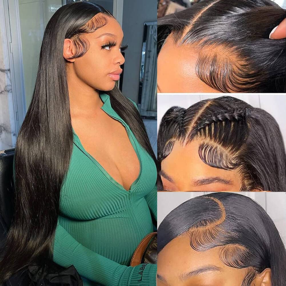 BAIHONG 36 Inch Straight Frontal Wigs Human Hair HD Transparent 13x4 Straight Lace Front Wigs Human Hair 150% Density Straight HD Lace Front Wigs Human Hair Pre Plucked Human Hair Wigs for Women