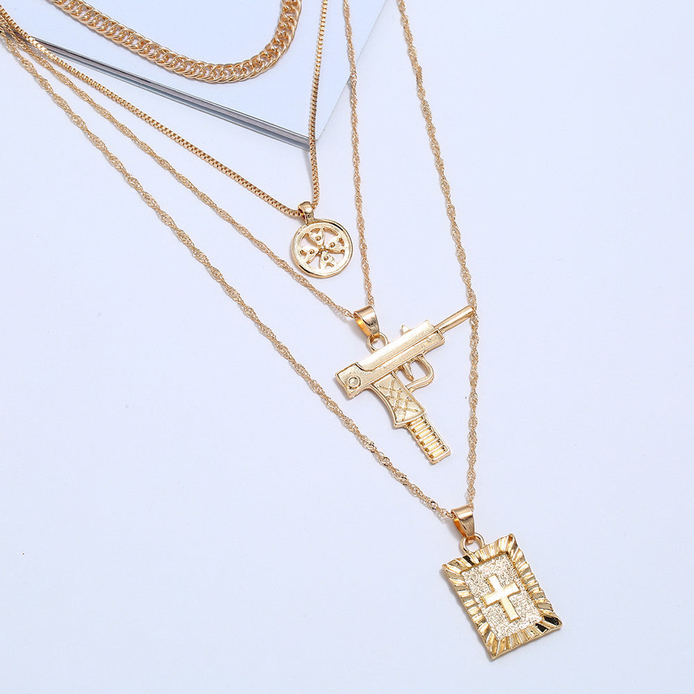 Fashionable Multi-Layer Cross Necklace for Women