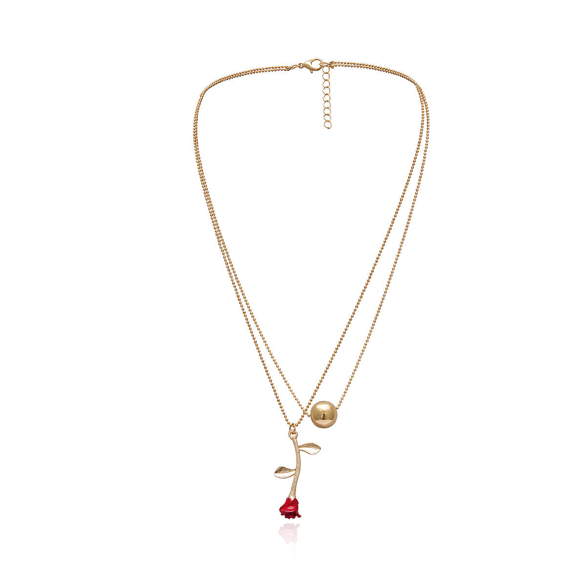 Bohemian Style Layered Beaded Rose Pendant Necklace