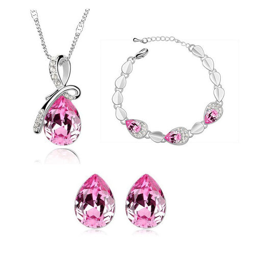 Elegant Alloy Jewelry Set - Bride Necklace, Earrings, Bracelet