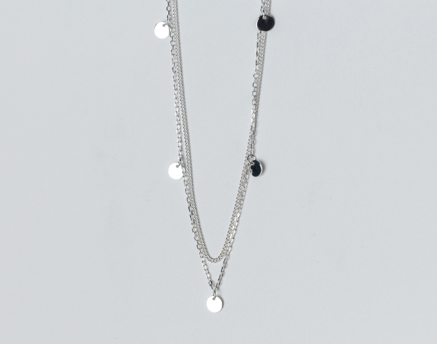 Double Layer Disc Pendant Necklace