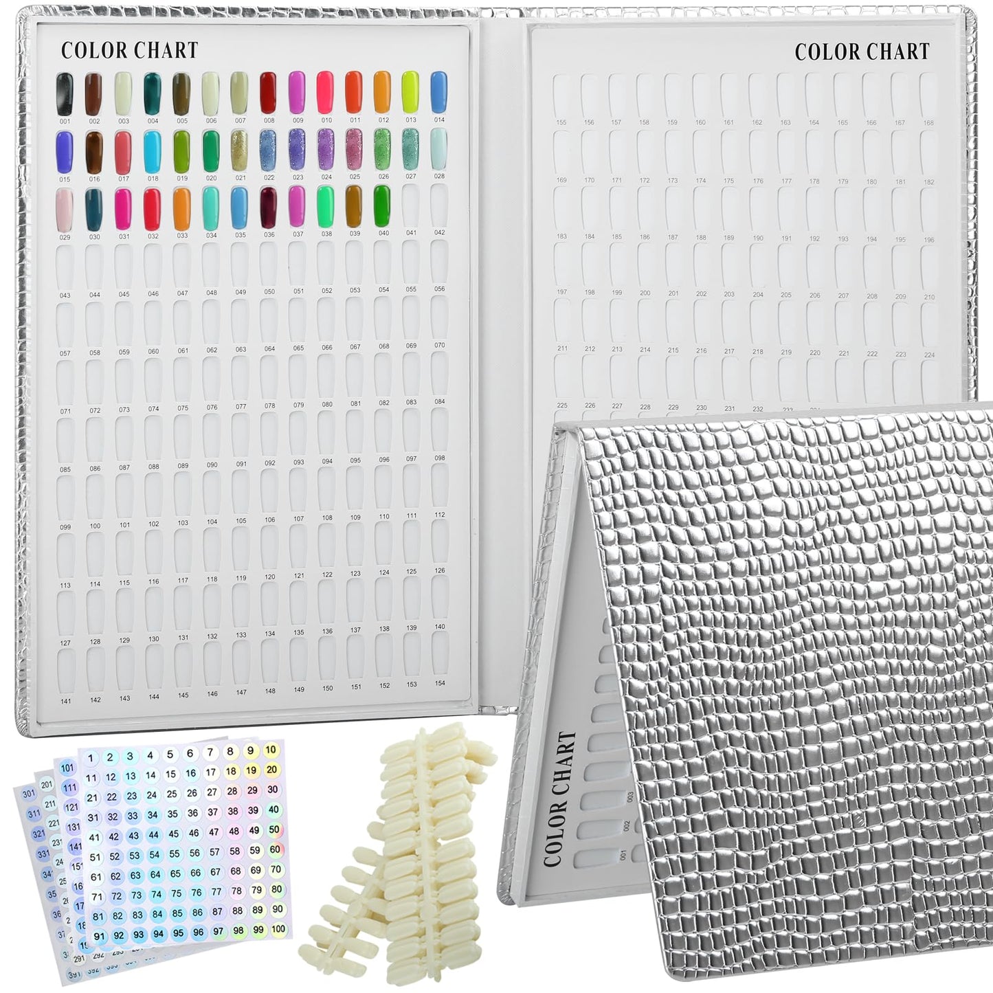 vnjaoi 308 Nail Polish Swatches Book Leather Nail Color Display BookUV Gel Polish Book Nail Painting Practice Design Board Fake Tips Nails Sample Display Nail Art for Nail Salons