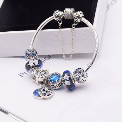 Blue Glass Crystal Bracelet, Silver 925 Women's Jewelry