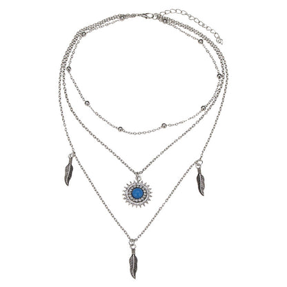 Multi-Layer Feather Bead Choker Necklace for Women
