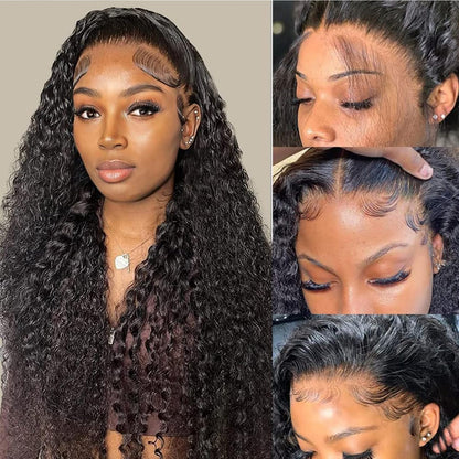 mouange 13x6 Deep Wave Lace Front Wigs Human Hair Density 200% Human Hair Wigs for Women Deep Wave Wig Pre Plucked Hd Lace Frontal Wig
