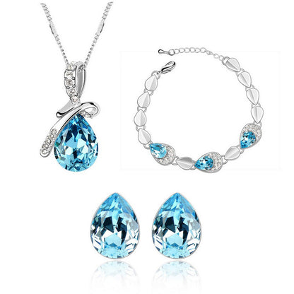 Elegant Alloy Jewelry Set - Bride Necklace, Earrings, Bracelet