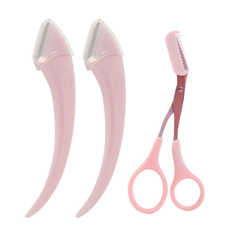 Korean Style Pink Eyebrow Scissors with Comb Tool